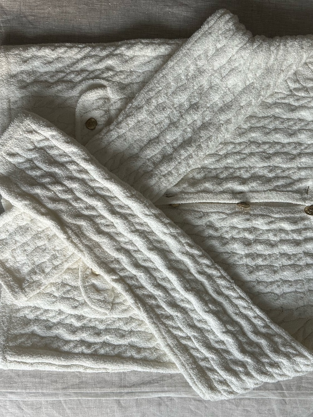 J. Crew Women's Cream Cable Knit Button Cardigan Sweater